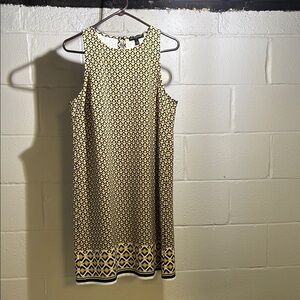 Elegant Yellow and Black Patterned Dress